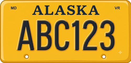 Alaska Standard Gold plate: gold background, blue text